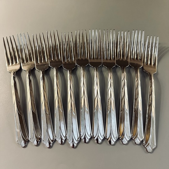 Ekco Other - 12 Vtg Ekco Stainless DINNER Forks Kenilworth Flatware Fork Set of 12